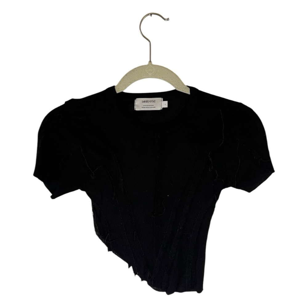 SAMI MIRO VINTAGE Black Asymmetric Tee Size S Made in USA